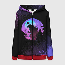 Толстовка на молнии женская GODZILLA ГОДЗИЛЛА, цвет: 3D-красный