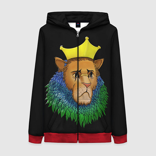 Женская толстовка на молнии Lion art / 3D-Красный – фото 1