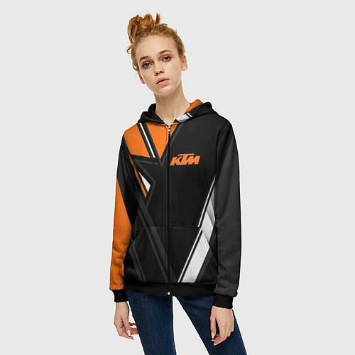 Женская толстовка на молнии KTM КТМ / 3D-Черный – фото 3