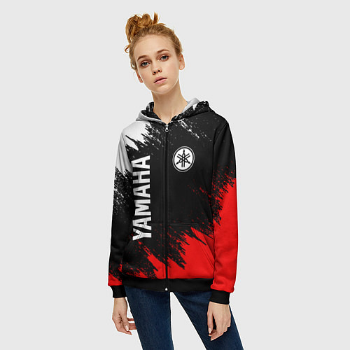 Женская толстовка на молнии YAMAHA ЯМАХА / 3D-Черный – фото 3