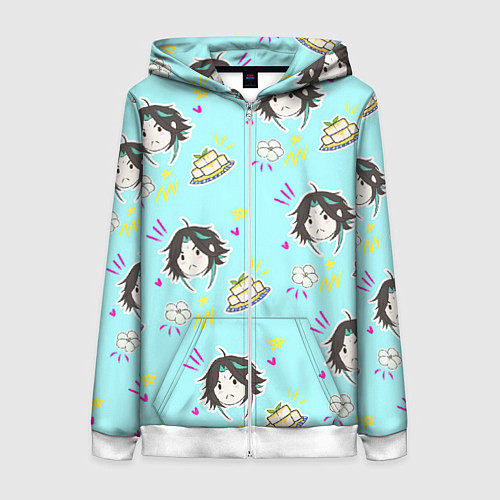 Женская толстовка на молнии Сяо и тофу / 3D-Белый – фото 1