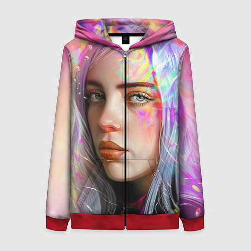 Женская толстовка на молнии Billie Eilish / 3D-Красный – фото 1