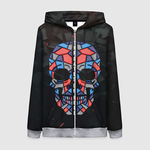 Женская толстовка на молнии Череп мозаикой / 3D-Меланж – фото 1