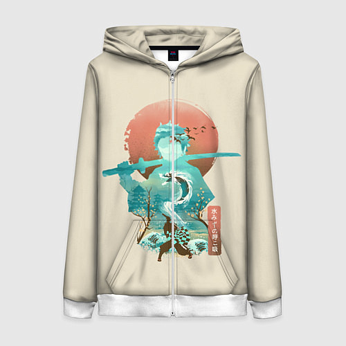 Женская толстовка на молнии Demon Slayer Tanjiro / 3D-Белый – фото 1