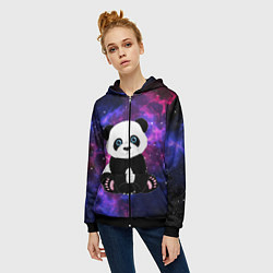 Толстовка на молнии женская Space Panda, цвет: 3D-черный — фото 2