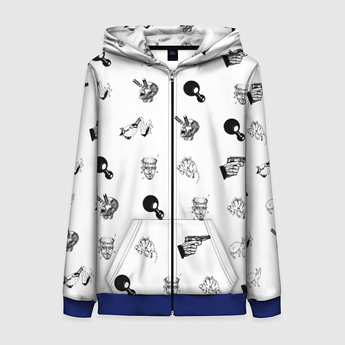 Женская толстовка на молнии Кровосток Паттерн Z / 3D-Синий – фото 1