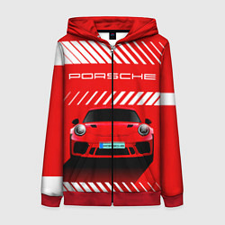 Толстовка на молнии женская PORSCHE ПОРШЕ RED STYLE, цвет: 3D-красный