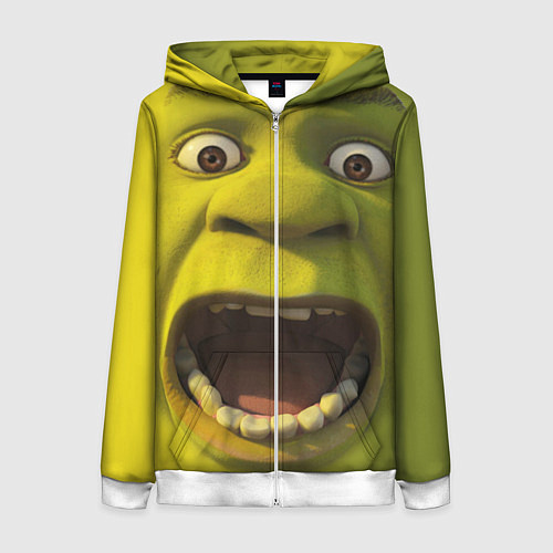 Женская толстовка на молнии Shrek is Yelling / 3D-Белый – фото 1