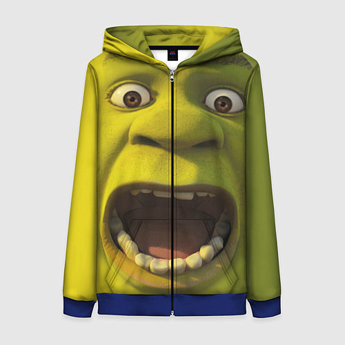 Женская толстовка на молнии Shrek is Yelling / 3D-Синий – фото 1