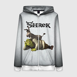 Толстовка на молнии женская Шрек, цвет: 3D-белый