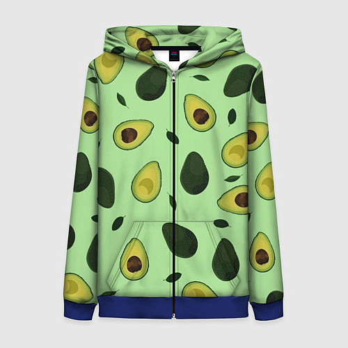 Женская толстовка на молнии Авокадо / 3D-Синий – фото 1