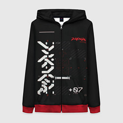 Толстовка на молнии женская CuberPunk 2077, цвет: 3D-красный