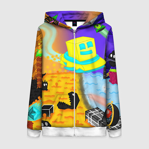 Женская толстовка на молнии Geometry Dash: RobTop Z / 3D-Белый – фото 1