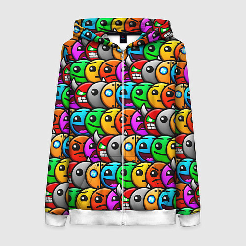 Женская толстовка на молнии Geometry Dash: Pattern Z / 3D-Белый – фото 1