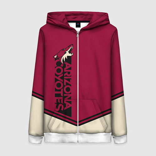 Женская толстовка на молнии Arizona Coyotes / 3D-Белый – фото 1