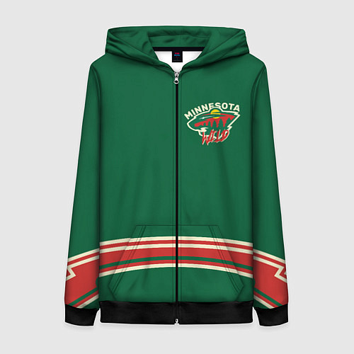 Женская толстовка на молнии Minnesota Wild / 3D-Черный – фото 1