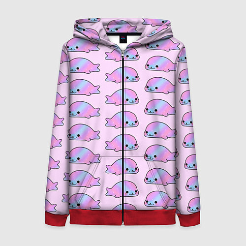 Женская толстовка на молнии Нерпы / 3D-Красный – фото 1