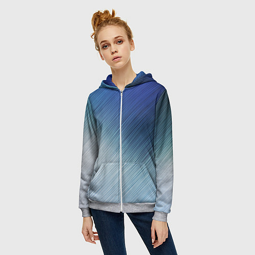 Женская толстовка на молнии Текстура Оттенки льда / 3D-Меланж – фото 3