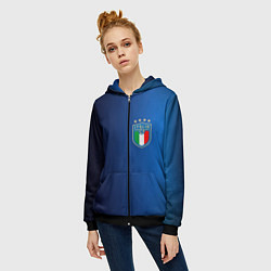 Толстовка на молнии женская Сборная Италии, цвет: 3D-черный — фото 2