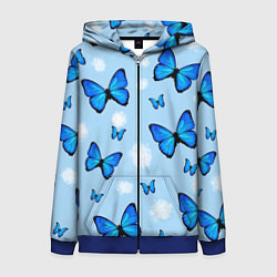 Толстовка на молнии женская Бабочки Моргенштерна, цвет: 3D-синий