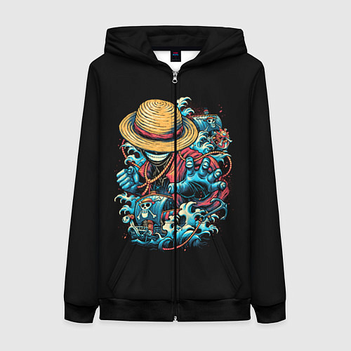 Женская толстовка на молнии One Piece Retro Style / 3D-Черный – фото 1