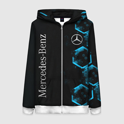 Женская толстовка на молнии Mercedes Мерседес Неон / 3D-Белый – фото 1