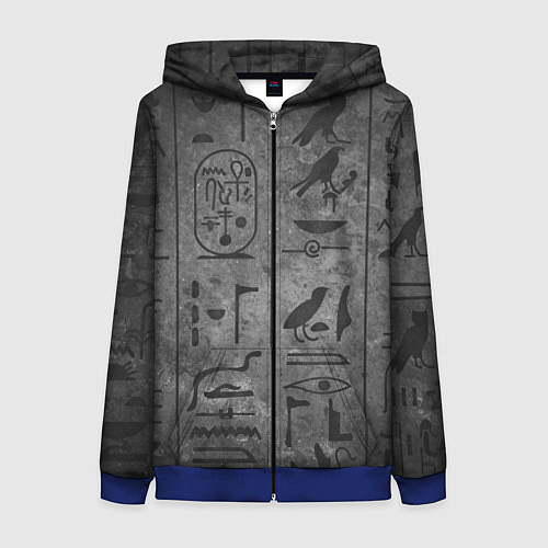 Женская толстовка на молнии Египетские Иероглифы 3D / 3D-Синий – фото 1