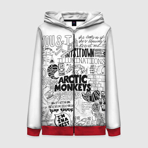 Женская толстовка на молнии Arctic Monkeys / 3D-Красный – фото 1