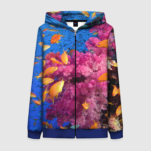 Женская толстовка на молнии Коралловые рыбки / 3D-Синий – фото 1