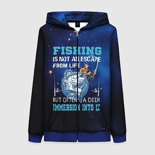 Женская толстовка на молнии FISHING PLANET Рыбалка / 3D-Синий – фото 1