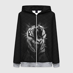 Женская толстовка на молнии Тигр рычит Tiger realistic