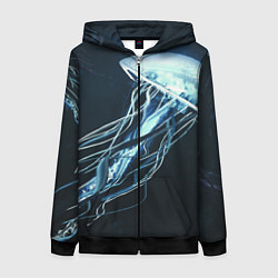 Толстовка на молнии женская Рисунок медуза, цвет: 3D-черный