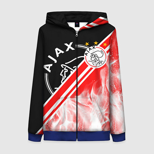 Женская толстовка на молнии FC AJAX AMSTERDAM ФК АЯКС / 3D-Синий – фото 1