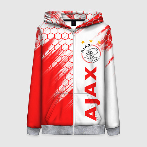 Женская толстовка на молнии FC AJAX AMSTERDAM ФК АЯКС / 3D-Меланж – фото 1