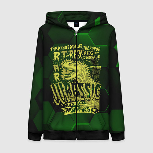 Женская толстовка на молнии T-rex Jurassic Динозавр / 3D-Черный – фото 1