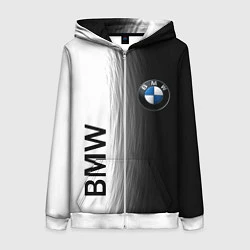 Толстовка на молнии женская Black and White BMW, цвет: 3D-белый