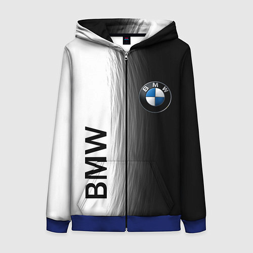 Женская толстовка на молнии Black and White BMW / 3D-Синий – фото 1