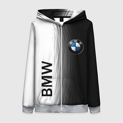 Толстовка на молнии женская Black and White BMW, цвет: 3D-меланж
