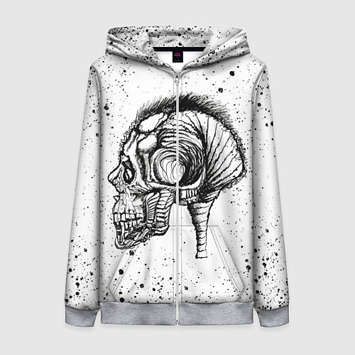 Женская толстовка на молнии Череп Зверь и Брызги / 3D-Меланж – фото 1