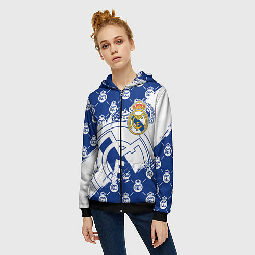 Женская толстовка на молнии REAL MADRID РЕАЛ МАДРИД / 3D-Черный – фото 3