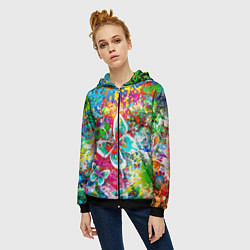 Толстовка на молнии женская ЯРКИЕ КРАСКИ, цвет: 3D-черный — фото 2