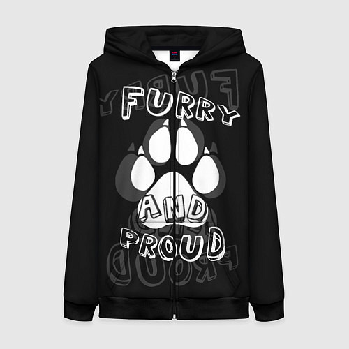 Женская толстовка на молнии Furry proud / 3D-Черный – фото 1