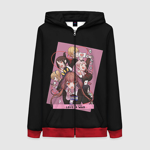 Женская толстовка на молнии Kaguya Sama Госпожа Кагуя / 3D-Красный – фото 1