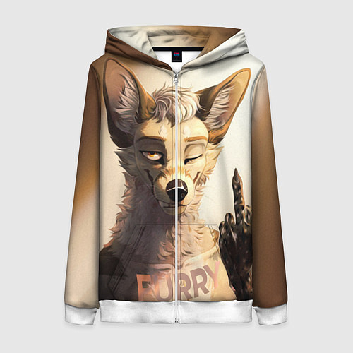 Женская толстовка на молнии Furry jackal / 3D-Белый – фото 1