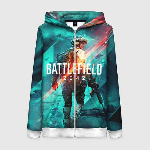 Женская толстовка на молнии Баттлфилд 2042 / 3D-Белый – фото 1