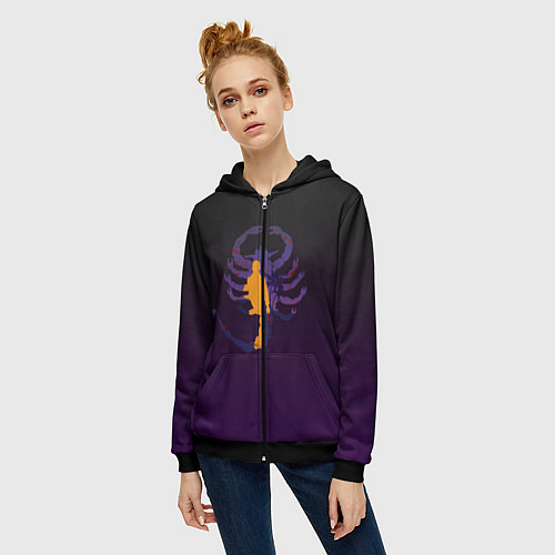 Женская толстовка на молнии Drive - Retrowave / 3D-Черный – фото 3