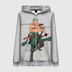 Толстовка на молнии женская Арт Ророноа Зоро, One Piece, цвет: 3D-меланж