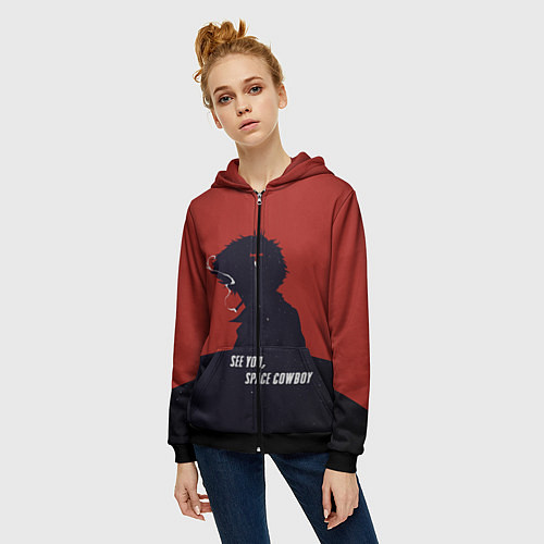 Женская толстовка на молнии Cowboy Bebop - Spike / 3D-Черный – фото 3