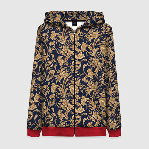 Женская толстовка на молнии Versace классические узоры / 3D-Красный – фото 1