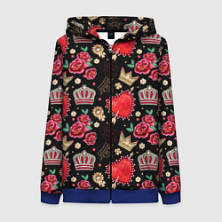 Женская толстовка на молнии Корона и розы